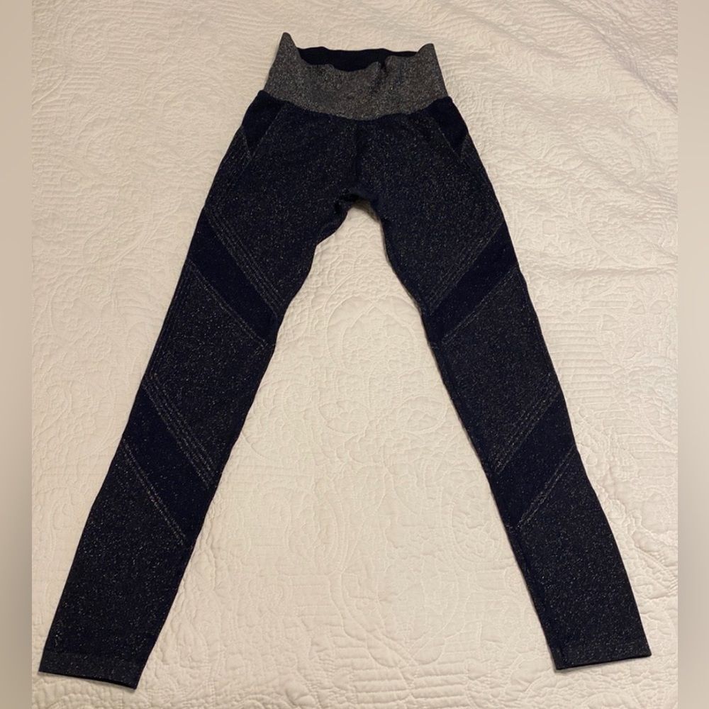 Athleta Twilight Tight Navy Silver High Waisted Leggings Women's Sz XS